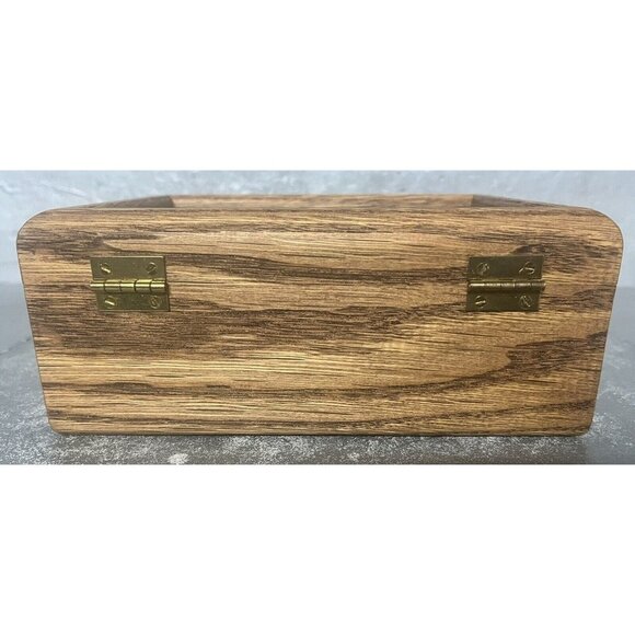 VTG‎ Wooden Hinged Jewelry Trinket Box Flowers Butterfly Glass Top Mirror Bottom - Picture 5 of 7